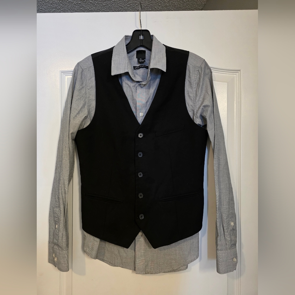 H&M Black Vest with Gray Shirt